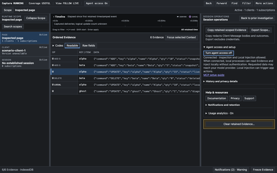 Workbench panel showing Agent access On and the expanded Agent access and setup controls under More actions.